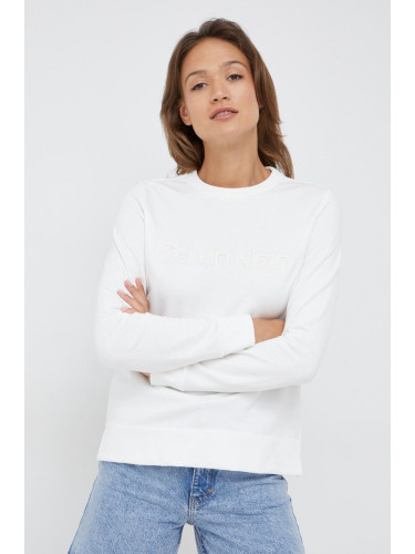 Суичър Calvin Klein в бяло с апликация
