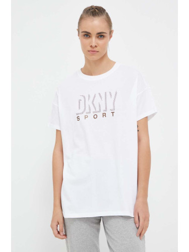 Памучна тениска Dkny в бяло