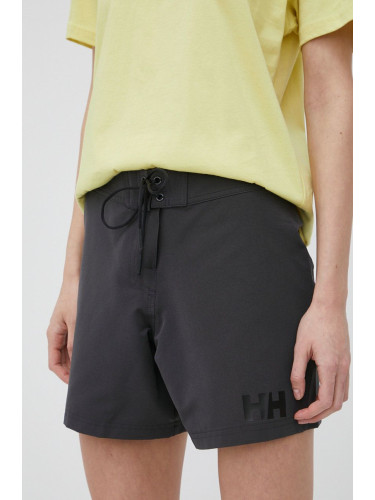 Къс панталон за спортове на открито Helly Hansen в сиво с изчистен дизайн с висока талия