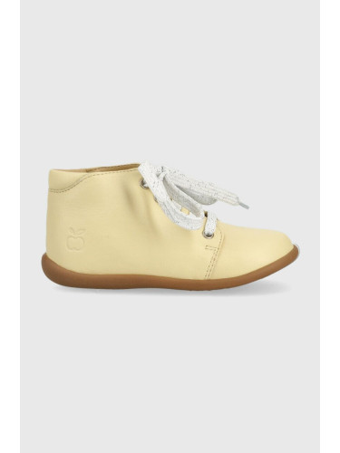 Детски половинки обувки от кожа Pom D'api в жълто