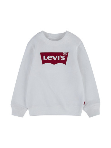 Детски суичър Levi's в бяло с принт