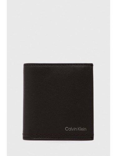 Кожен портфейл Calvin Klein мъжки в кафяво