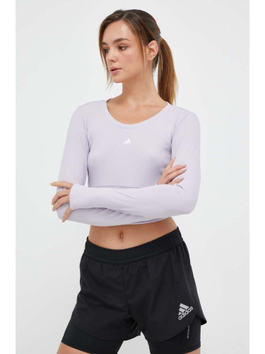 Блуза с дълги ръкави за йога adidas Performance Studio В лилаво