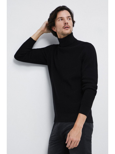 Памучен пуловер Medicine мъжки в черно с поло