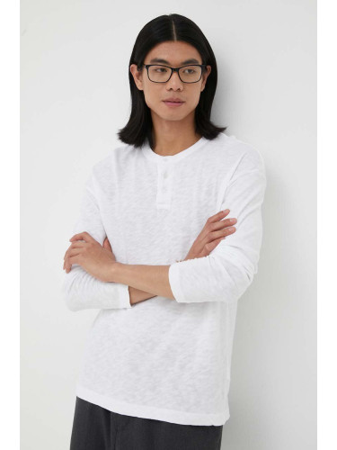 Памучна блуза с дълги ръкави American Vintage в бяло с изчистен дизайн