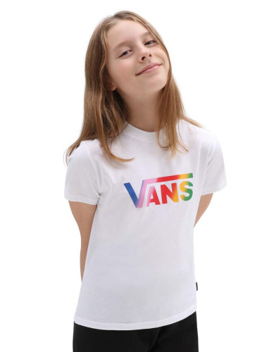 Детска памучна тениска Vans GR FLYING V CREW GIR FLYV WTCYC в бяло с принт