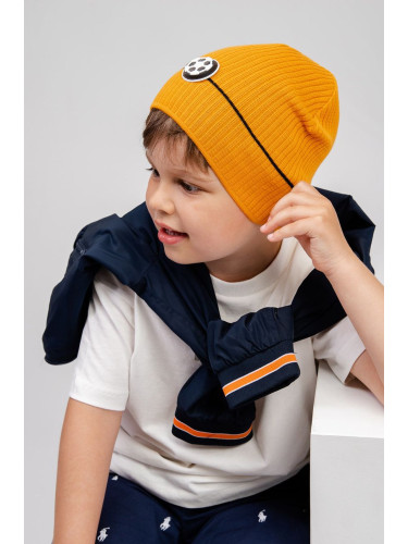 Детска шапка Jamiks в оранжево с фина плетка