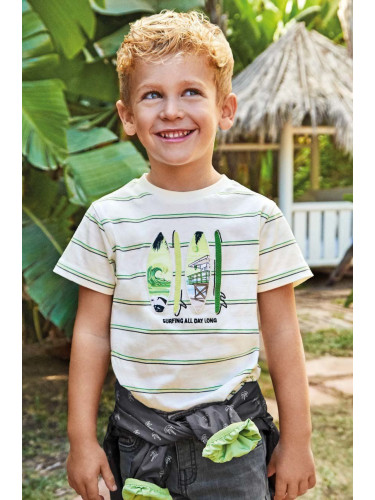Детска памучна тениска Mayoral в зелено с десен