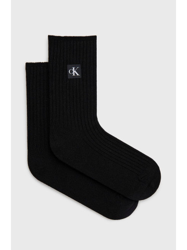 Вълнени чорапи Calvin Klein в черно