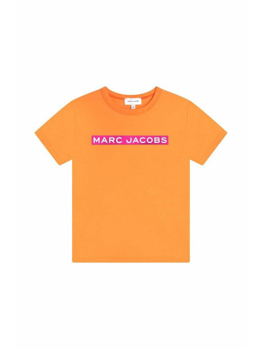 Детска памучна тениска Marc Jacobs в оранжево