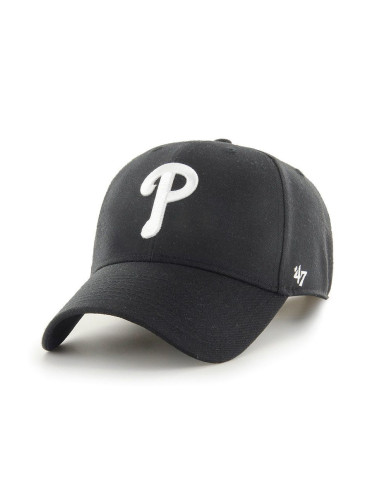 Шапка 47 brand MLB Philadelphia Phillies в черно с апликация
