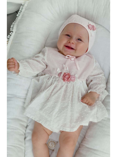 Бебешка памучна рокля Jamiks в розово къс модел разкроен модел