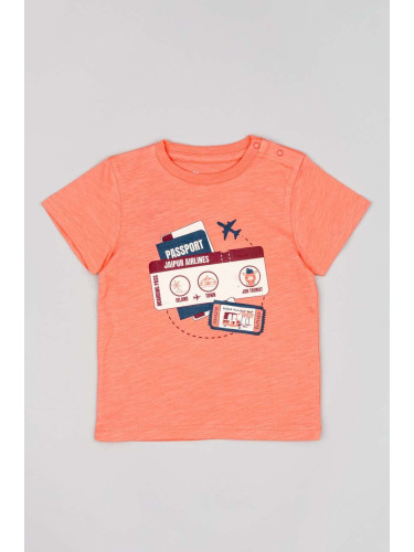 Бебешка памучна тениска zippy в оранжево