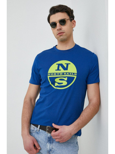 Памучна тениска North Sails в синьо с принт