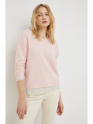 Вълнен пуловер American Vintage дамски в розово от лека материя