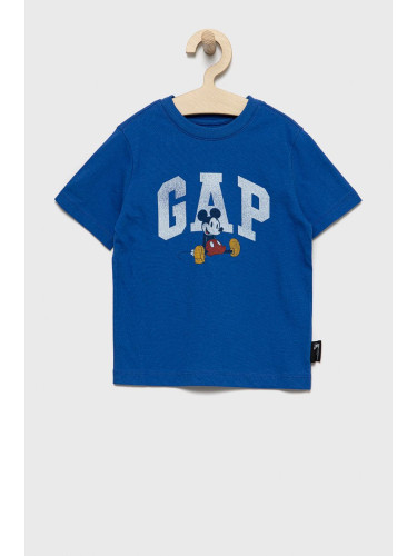 Детска памучна тениска GAP с принт