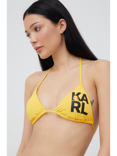 Горнище на бански Karl Lagerfeld в жълто с леко подплатена чашка