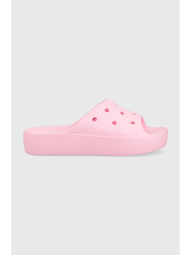 Чехли Crocs Classic Platform Slide в розово с платформа 208180