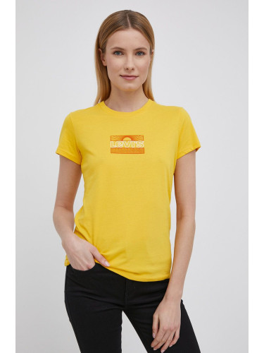 Памучна тениска Levi's в жълто