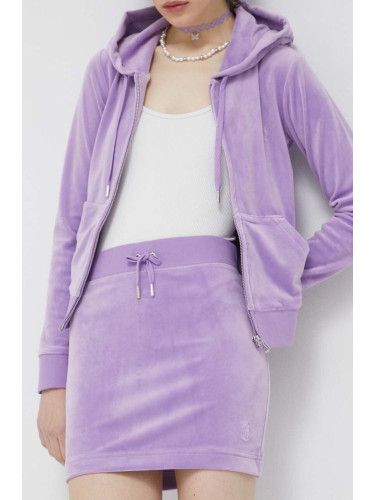 Пола Juicy Couture Robbie в лилаво къс модел с кройка тип молив