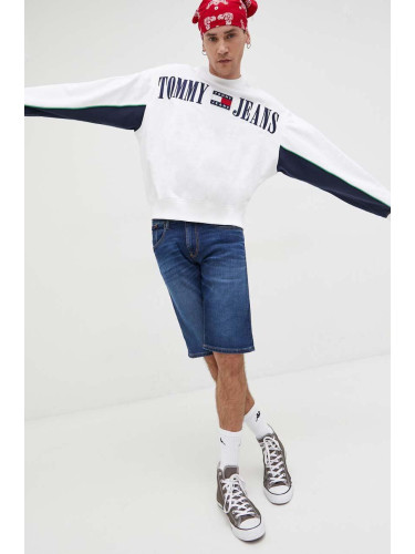 Суичър Tommy Jeans в бяло с апликация