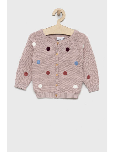 Бебешки памучен пуловер Name it в розово от лека материя