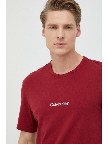 Горнище на пижама с къси ръкави Calvin Klein Underwear в червено с принт