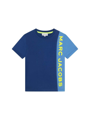 Детска памучна тениска Marc Jacobs в тъмносиньо с принт
