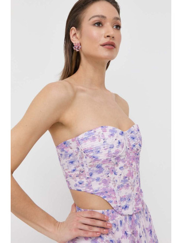 Корсет Bardot в лилаво с флорален десен