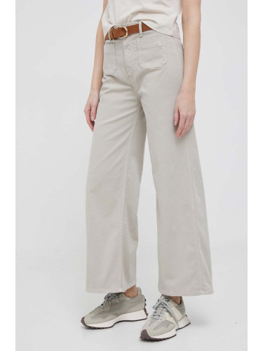 Панталон Pepe Jeans в сиво с широка каройка, с висока талия