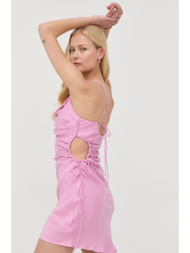 Рокля For Love & Lemons в лилаво къс модел с кройка по тялото