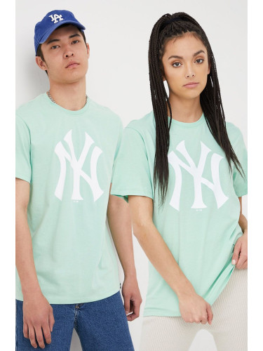 Памучна тениска 47brand Mlb New York Yankees в зелено с принт