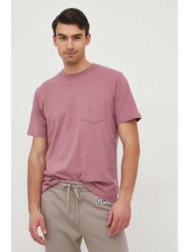Памучна тениска GAP в розово с изчистен дизайн