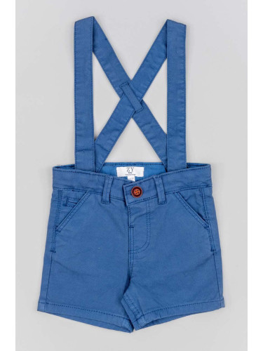 Детски памучен къс панталон zippy в синьо с изчистен дизайн
