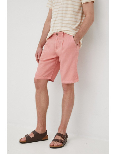 Къс панталон с лен Pepe Jeans Arkin Short Linen в розово