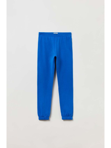Детски памучен спортен панталон OVS в синьо с изчистен дизайн