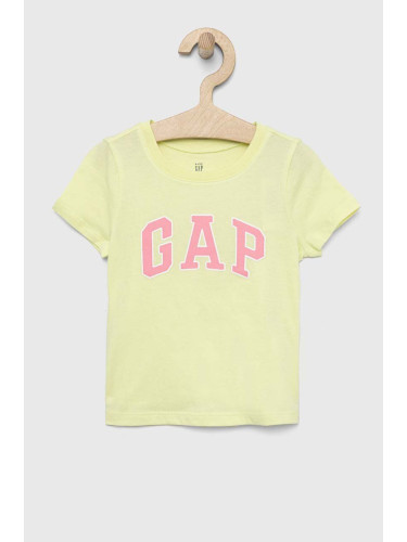 Детска памучна тениска GAP в жълто