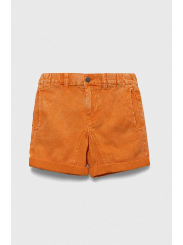 Детски дънков къс панталон United Colors of Benetton в оранжево