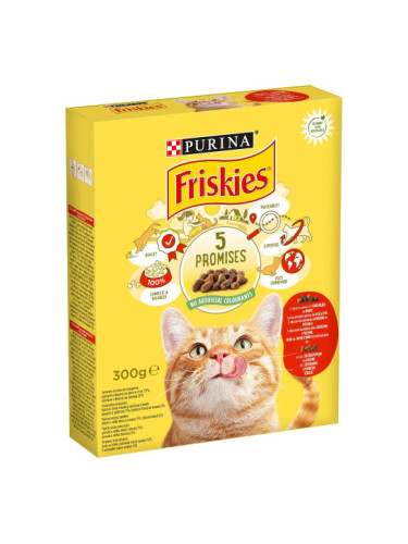 FRISKIES Суха храна за котки Говеждо, Пиле и Зеленчуци 300г
