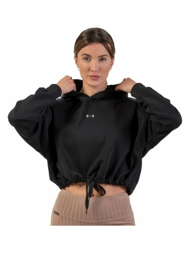 Nebbia Loose Fit Crop Hoodie Iconic Black XS-S Фитнес суичър