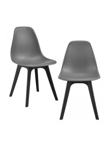 Комплект 2 дизайнерски стола Lendava, трапезария, 83x54x48 cm ,  Сив & Черен