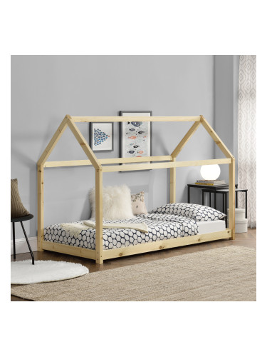 Детско легло дизайн Къщичка, 80 х 160 см., Естествен бор