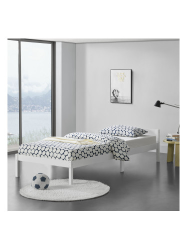 Дървено легло Nakkila, размери 120x200 см,  двойно легло с табла, бял цвят