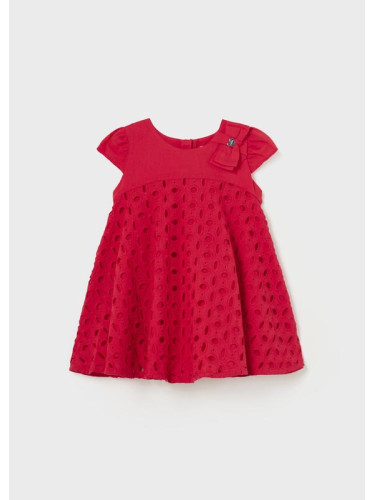 Бебешка рокля с перфорации в червен цвят Mayoral