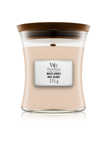 Woodwick White Honey Miel Blanc ароматна свещ  с дървен фитил 275 гр.