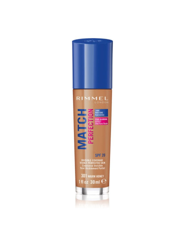 Rimmel Match Perfection течен фон дьо тен SPF 20 цвят 301 Warm Honey 30 мл.