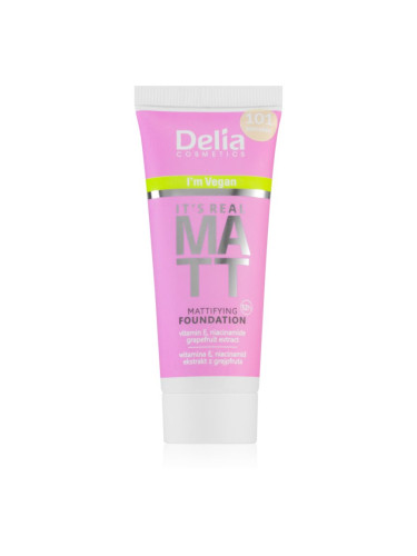 Delia Cosmetics It's Real Matt матиращ фон дьо тен цвят 101 porcelain 30 мл.