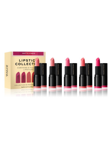 Revolution PRO Lipstick Collection сатенено червило подаръчен комплект цвят Matte Pinks 5x3,2 гр.