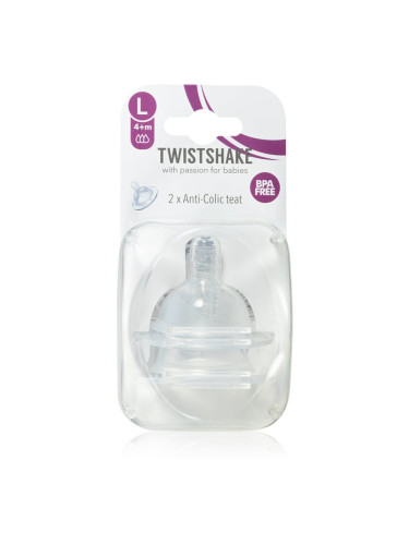 Twistshake Anti-Colic Teat биберон за шише Large 4m+ 2 бр.