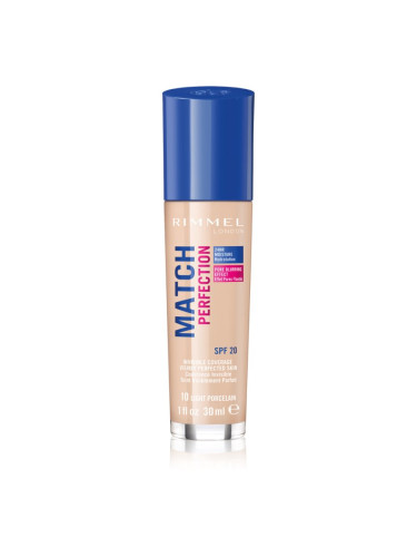 Rimmel Match Perfection течен фон дьо тен SPF 20 цвят 010 Ligh Porcelain 30 мл.